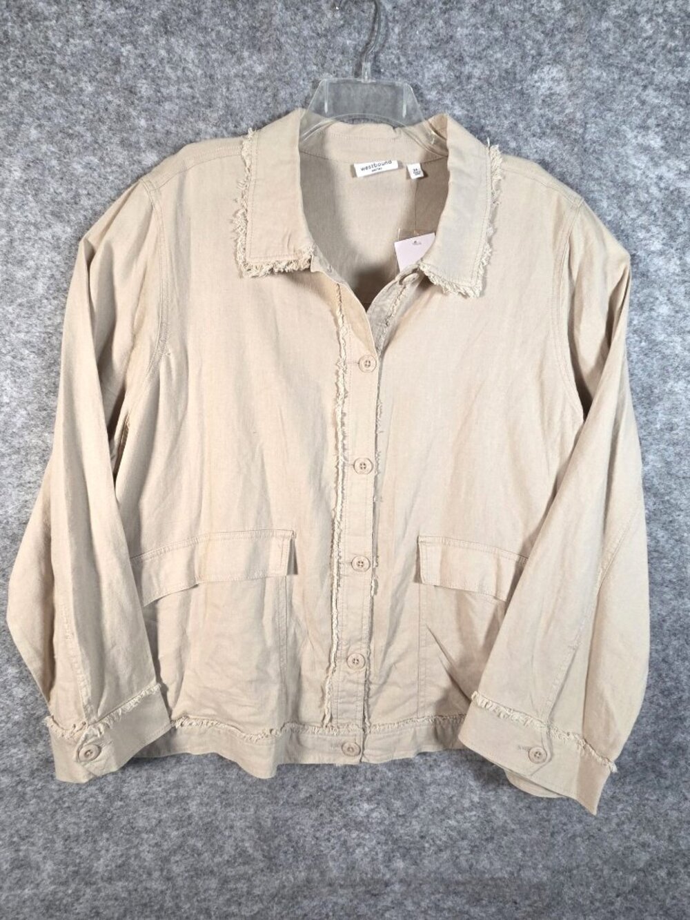 Westbound Plus Size Linen Jacket 3X Beige NWT Coastal Grandma Utility